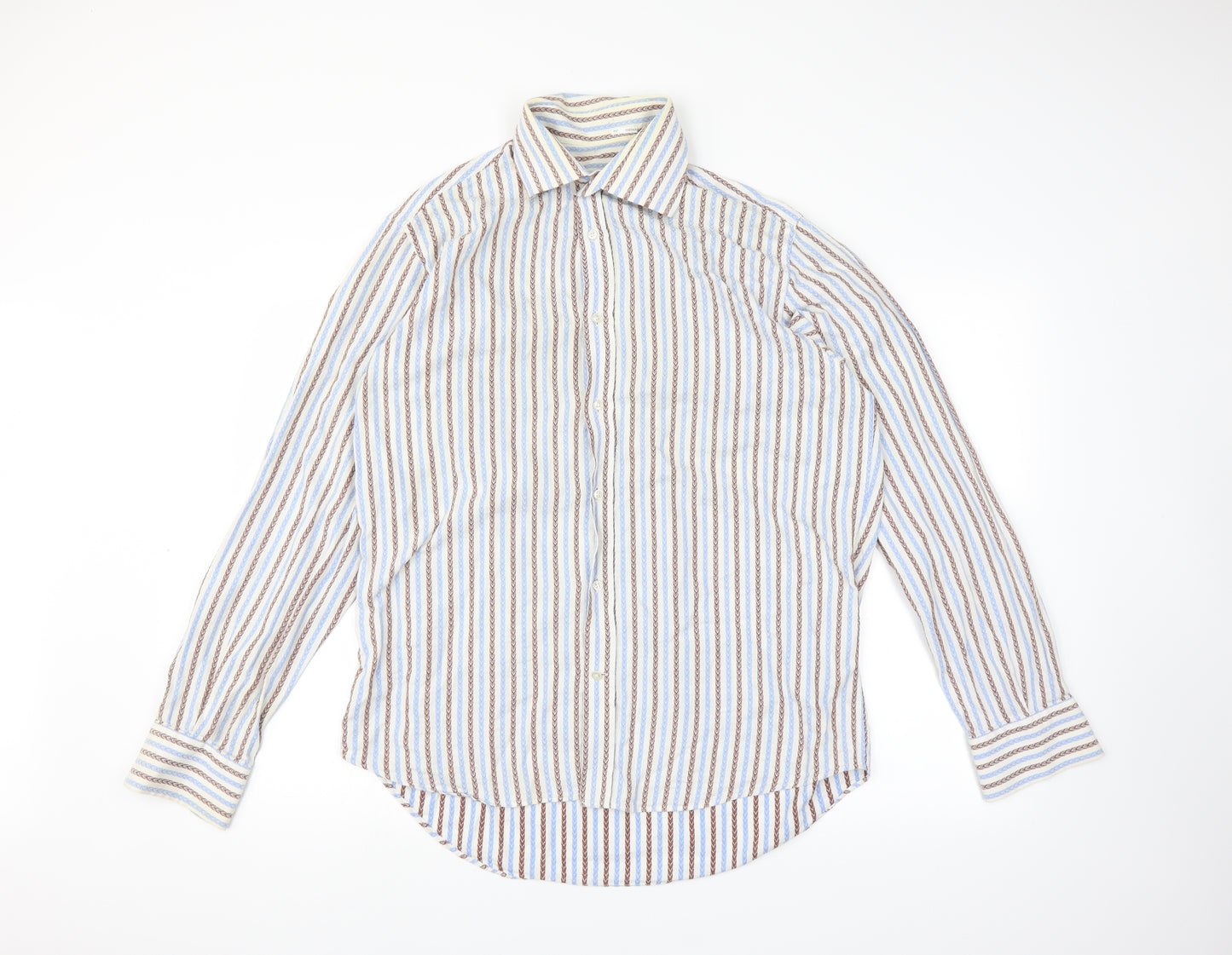 Katherine Hamnett Mens White Striped   Dress Shirt Size 16