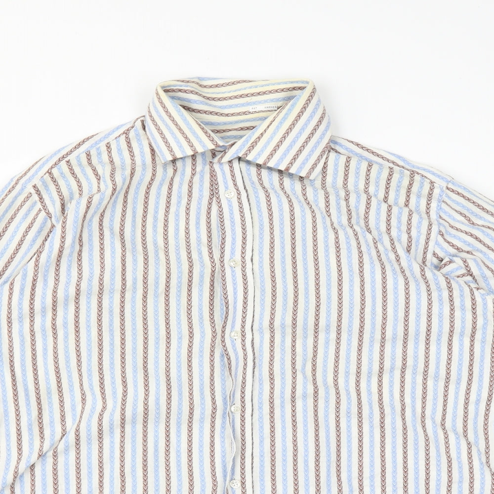 Katherine Hamnett Mens White Striped   Dress Shirt Size 16