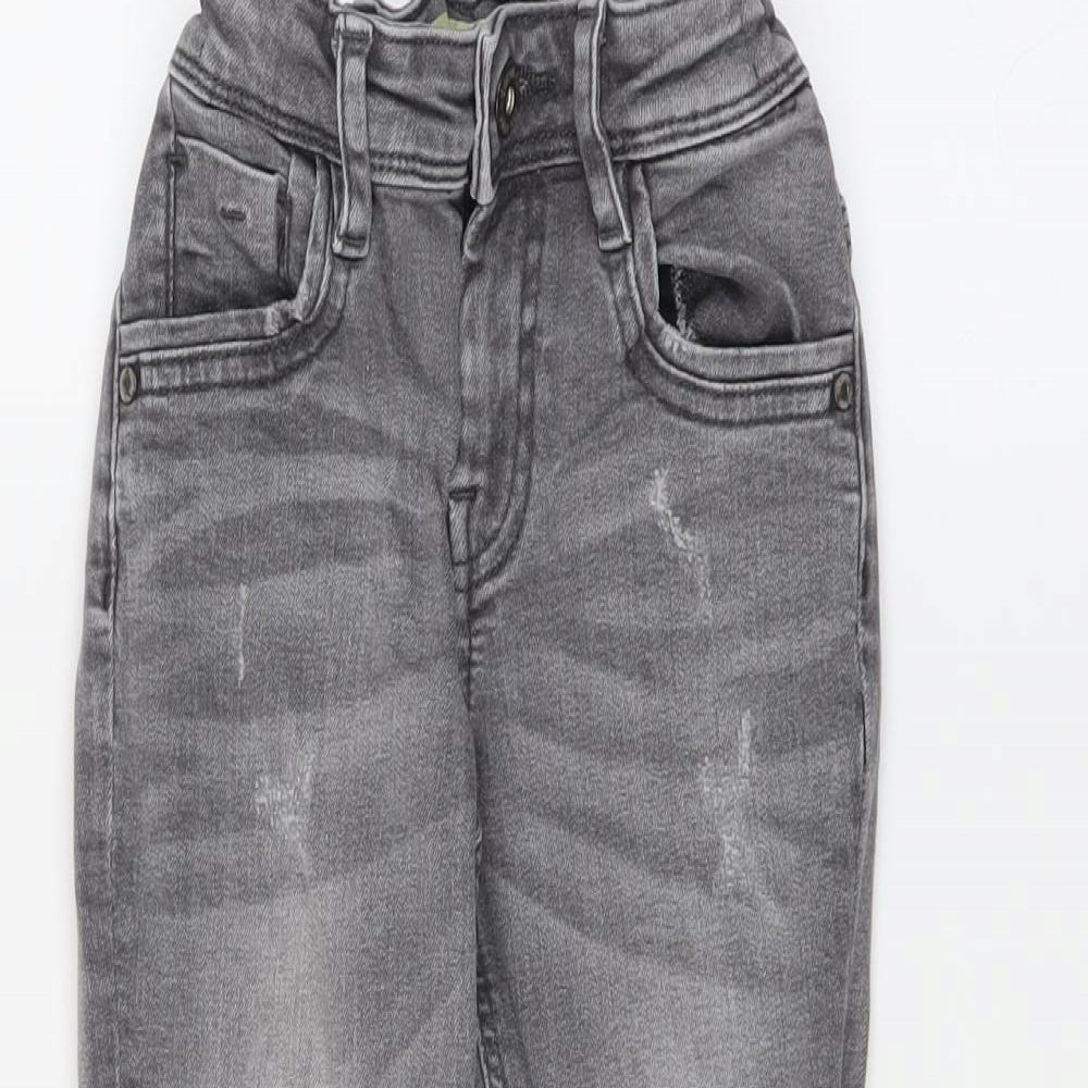 Primark Girls Grey   Straight Jeans Size 5-6 Years - ripped details