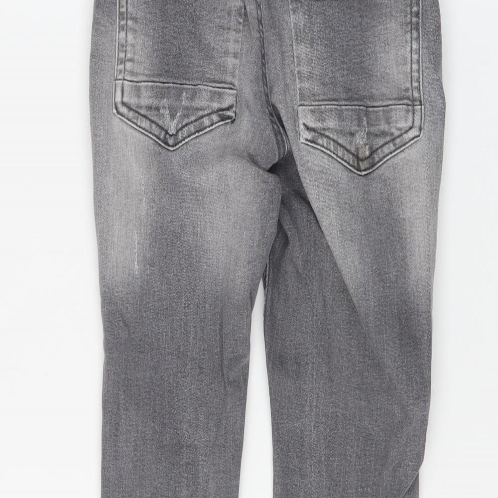 Primark Girls Grey   Straight Jeans Size 5-6 Years - ripped details