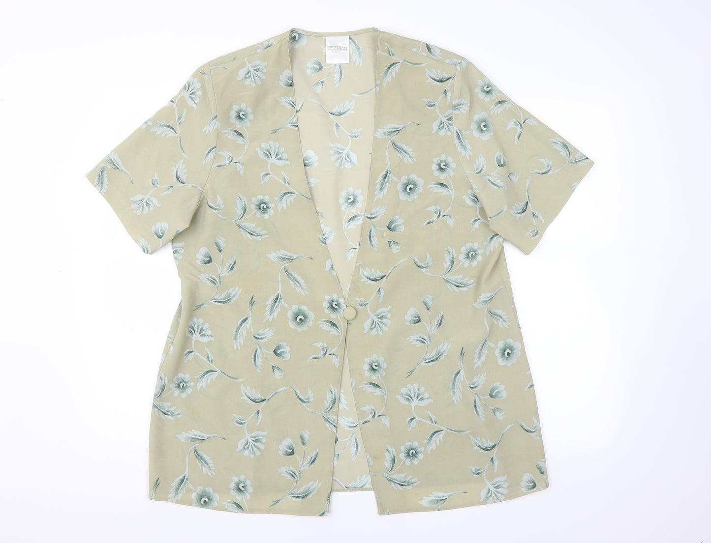 Classics Womens Green Floral  Cardigan Jumper Size 18
