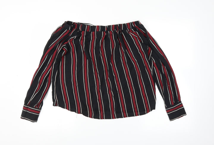Atmosphere Womens Black Striped Basic T-Shirt Size 16