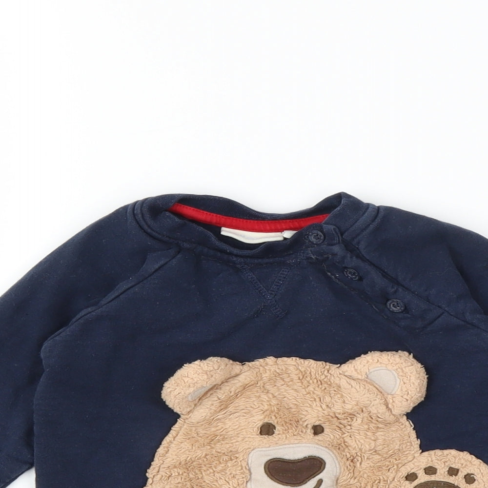 JoJo Maman Baby Blue   Pullover Jumper Size 12-18 Months  - Bear