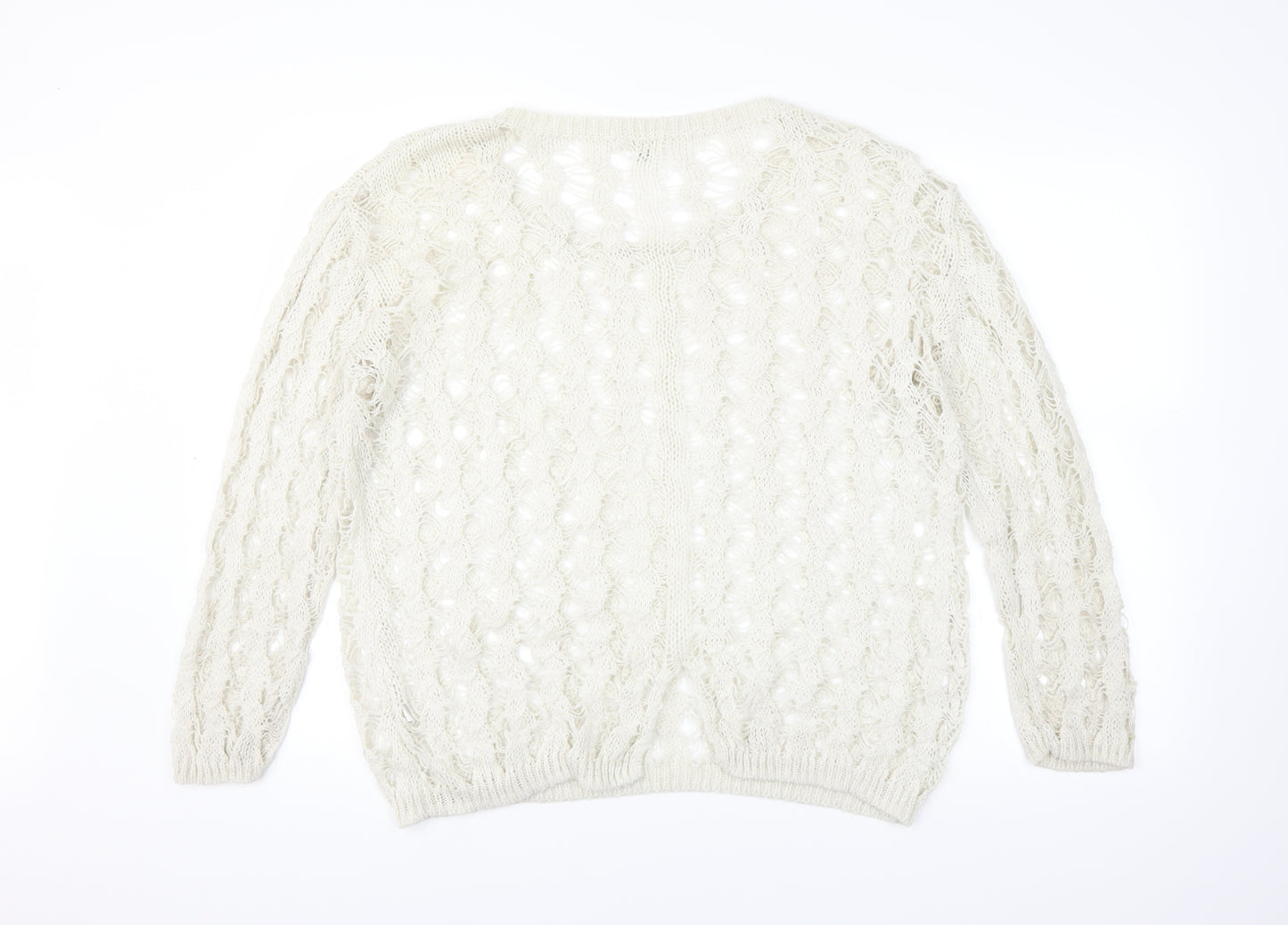 River Island Womens White  Knit Pullover Jumper Size 16