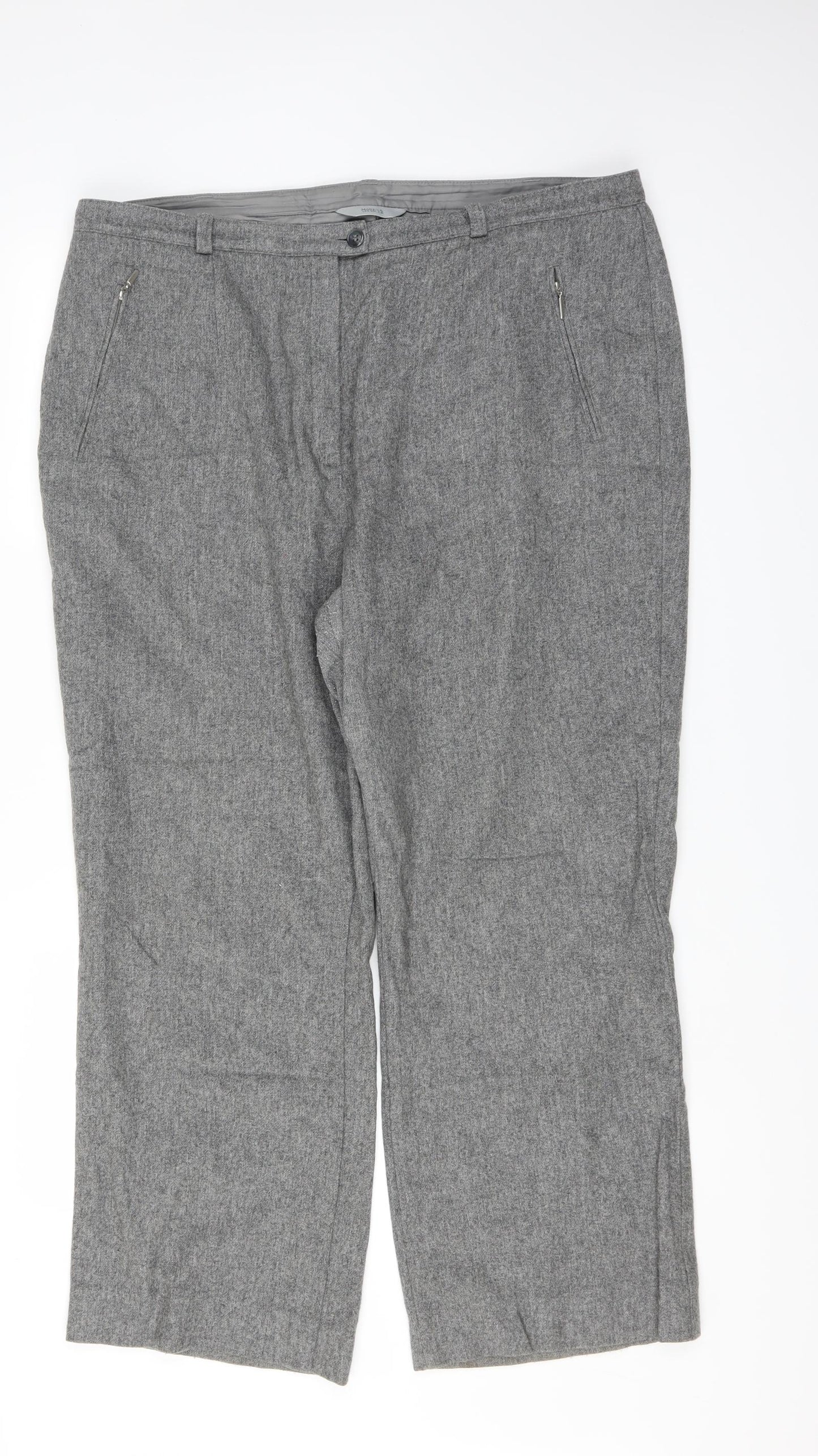 Marks and Spencer Womens Grey   Trousers  Size 20 L27 in - Zipped pockets