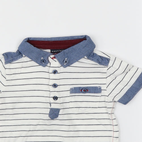 NEXT Baby White Striped  Basic Polo Size 6-9 Months