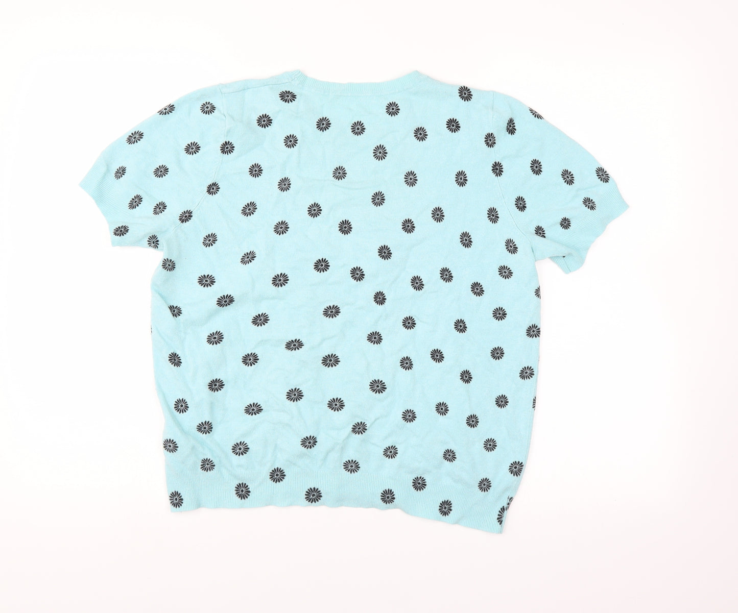 Marks and Spencer Womens Blue Floral  Pullover Jumper Size 18