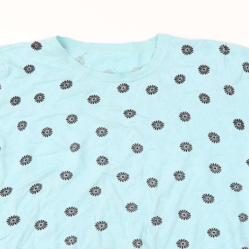 Marks and Spencer Womens Blue Floral  Pullover Jumper Size 18