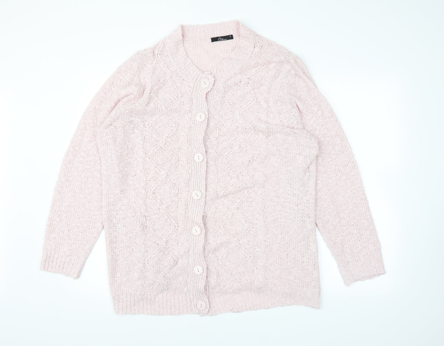 BM Womens Pink  Knit Cardigan Jumper Size XL