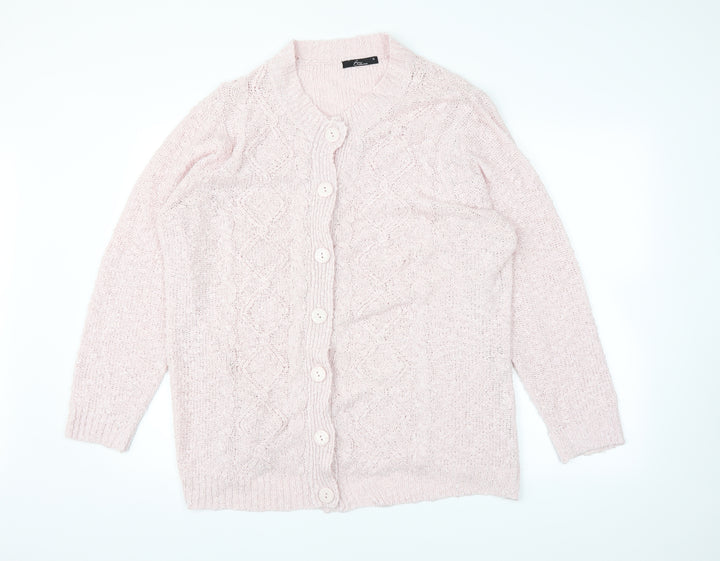 BM Womens Pink  Knit Cardigan Jumper Size XL