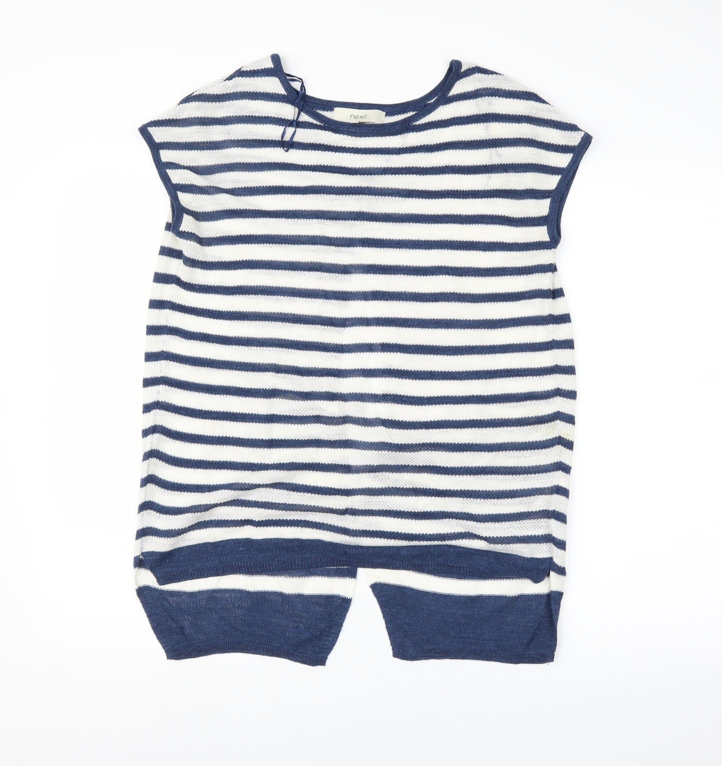 NEXT Womens White Striped  Basic T-Shirt Size 8
