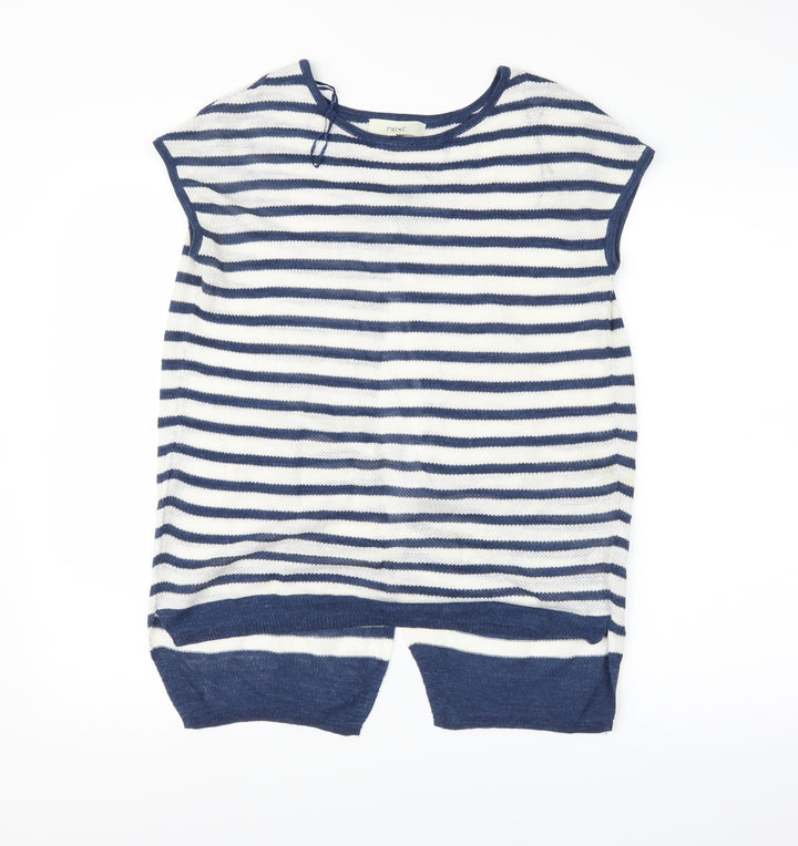 NEXT Womens White Striped  Basic T-Shirt Size 8