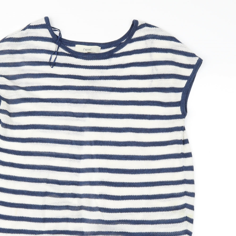 NEXT Womens White Striped  Basic T-Shirt Size 8