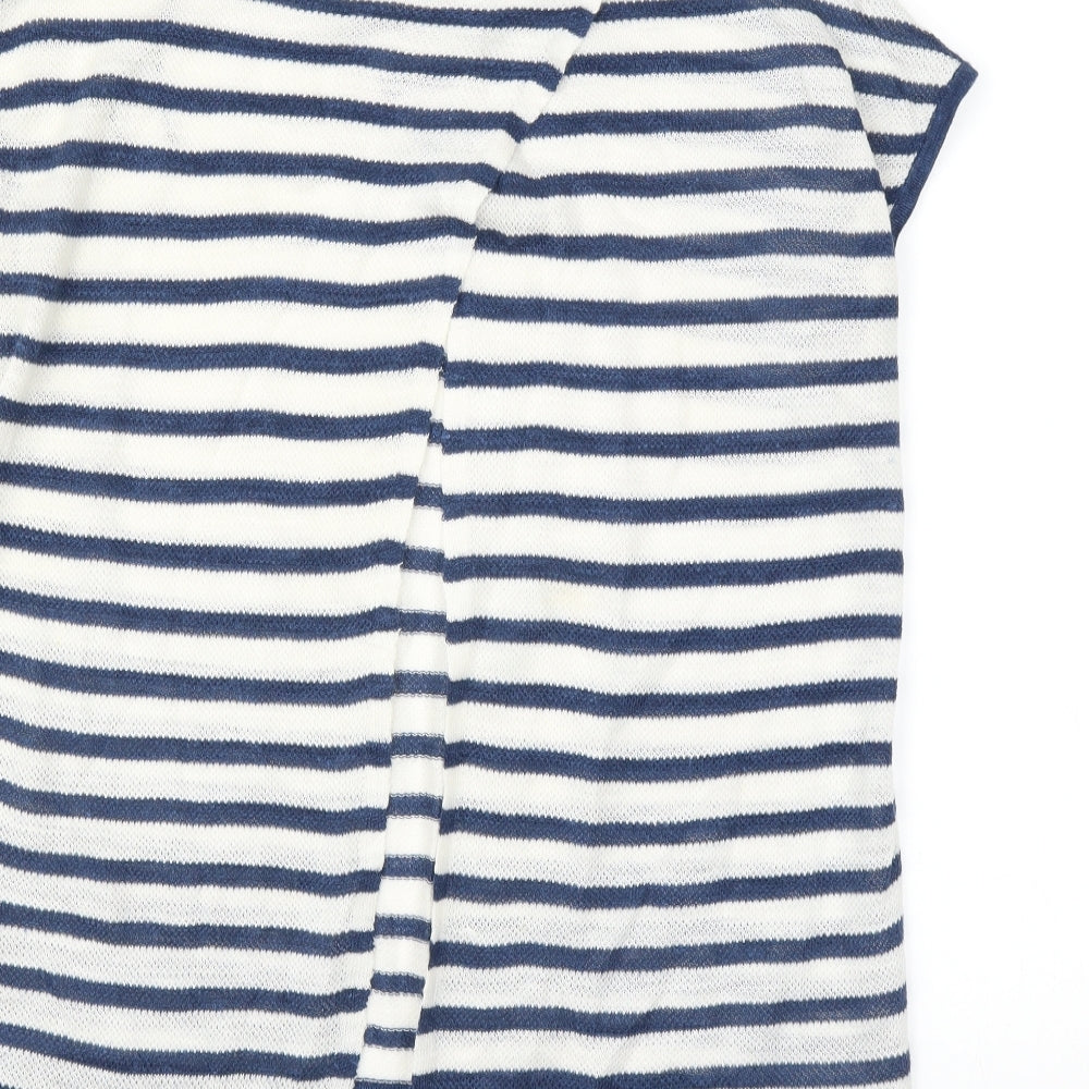 NEXT Womens White Striped  Basic T-Shirt Size 8