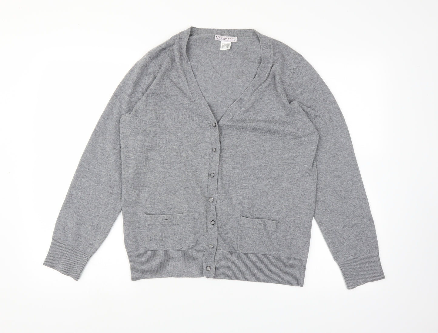 Charmance Womens Grey  Knit Cardigan Jumper Size 14