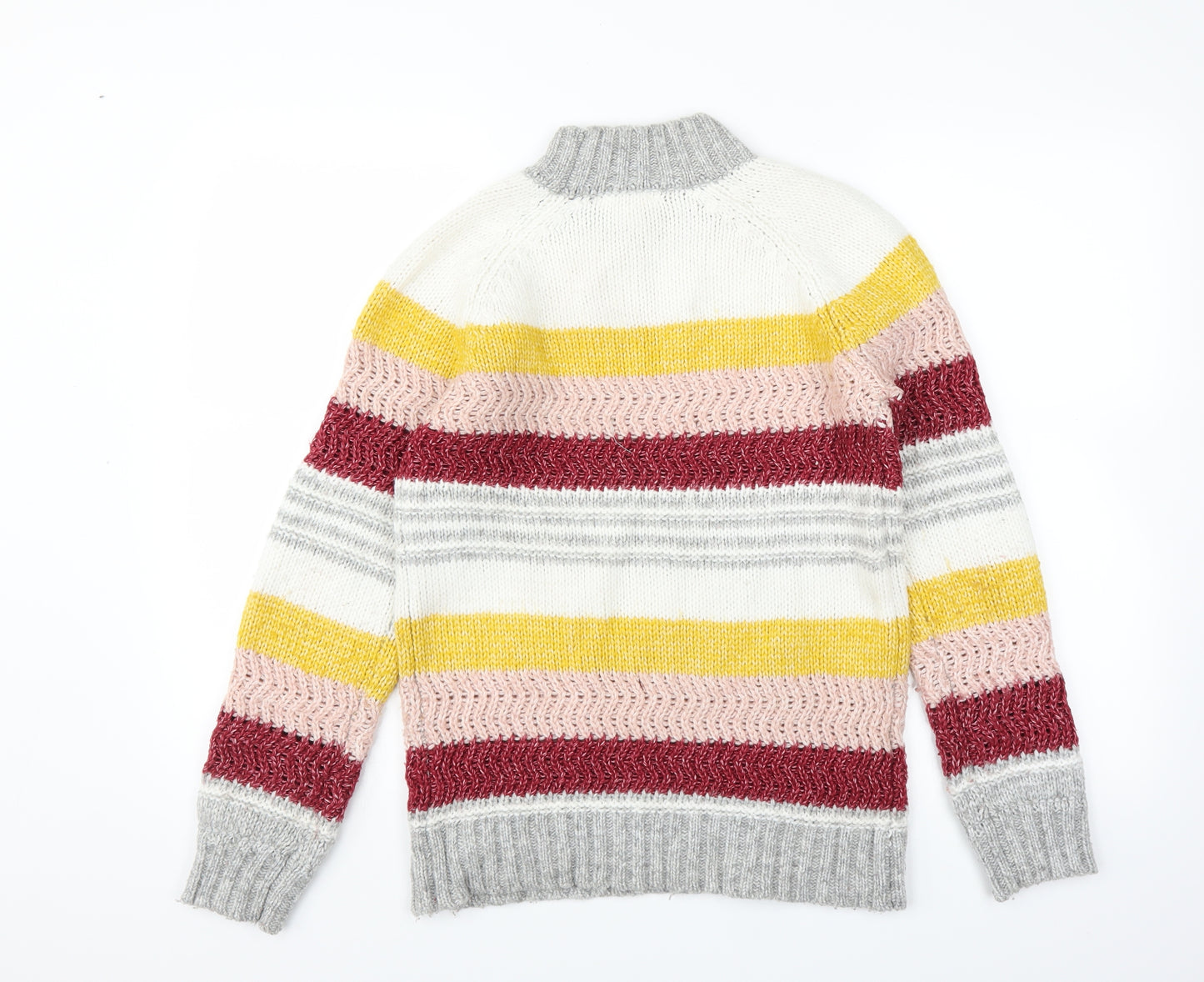 falmer Womens White Striped Knit Pullover Jumper Size S