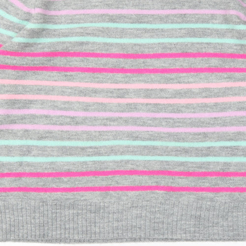Bonmarché Womens Grey Striped Knit Pullover Jumper Size 16