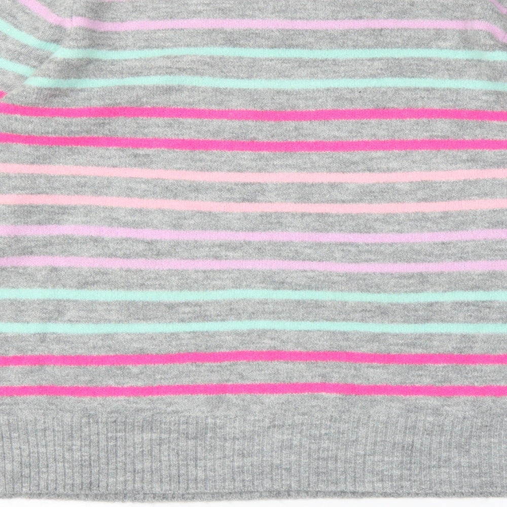 Bonmarché Womens Grey Striped Knit Pullover Jumper Size 16