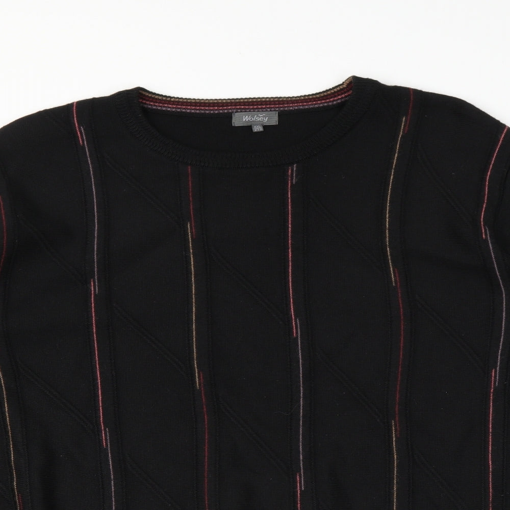 Wolsey Mens Black  Knit Pullover Jumper Size 2XL