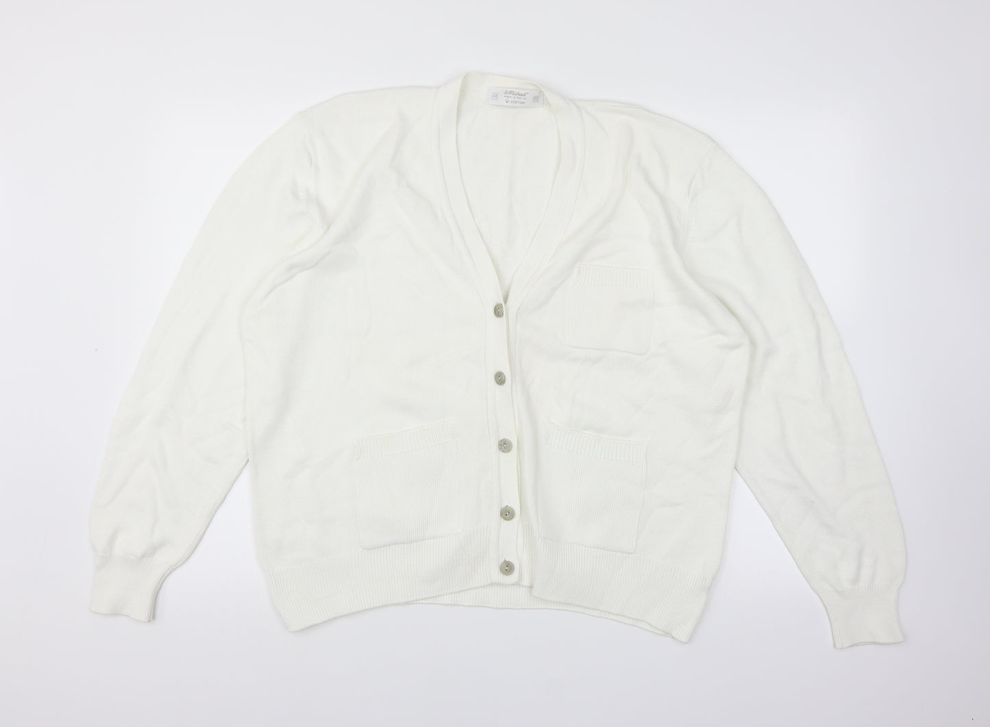 St michael Womens White  Knit Cardigan Jumper Size 20