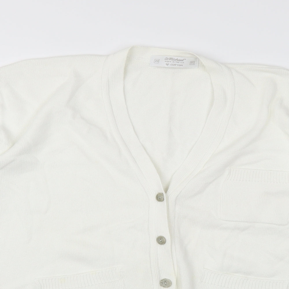 St michael Womens White  Knit Cardigan Jumper Size 20