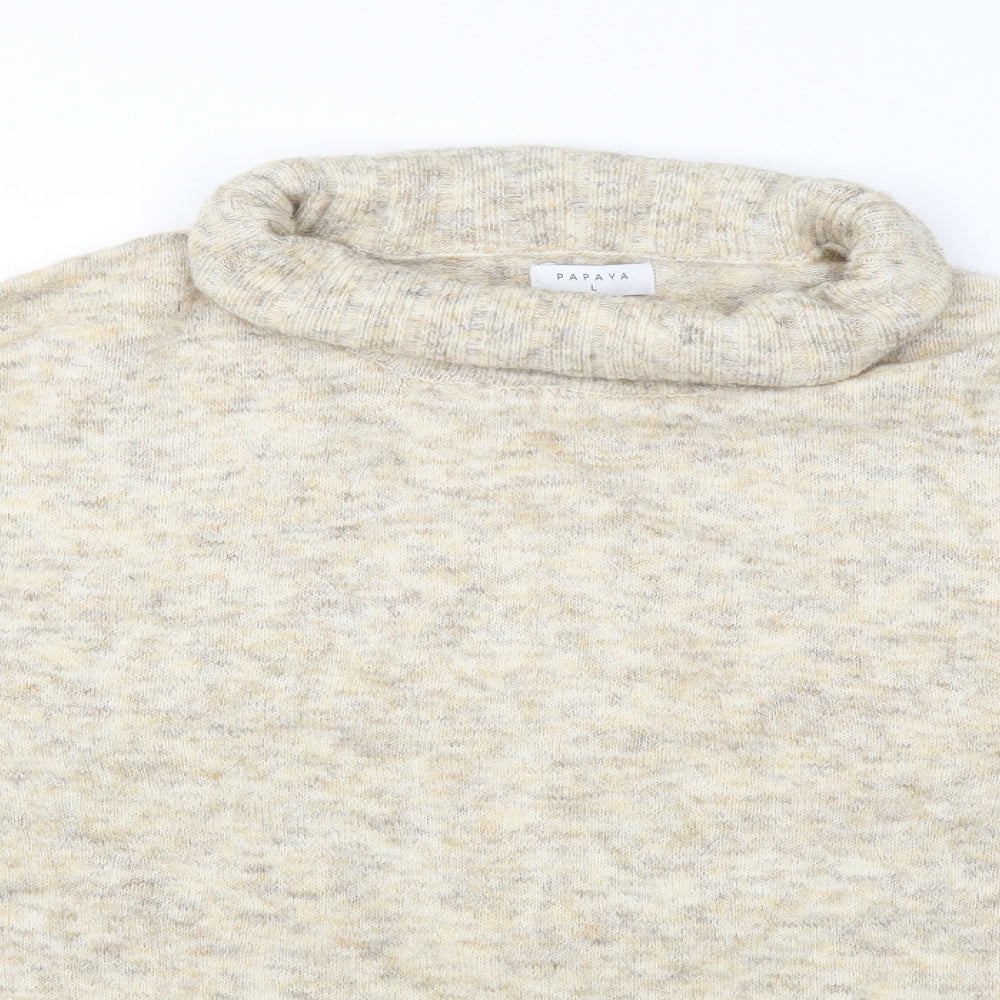 Papaya Womens White  Knit Pullover Jumper Size L
