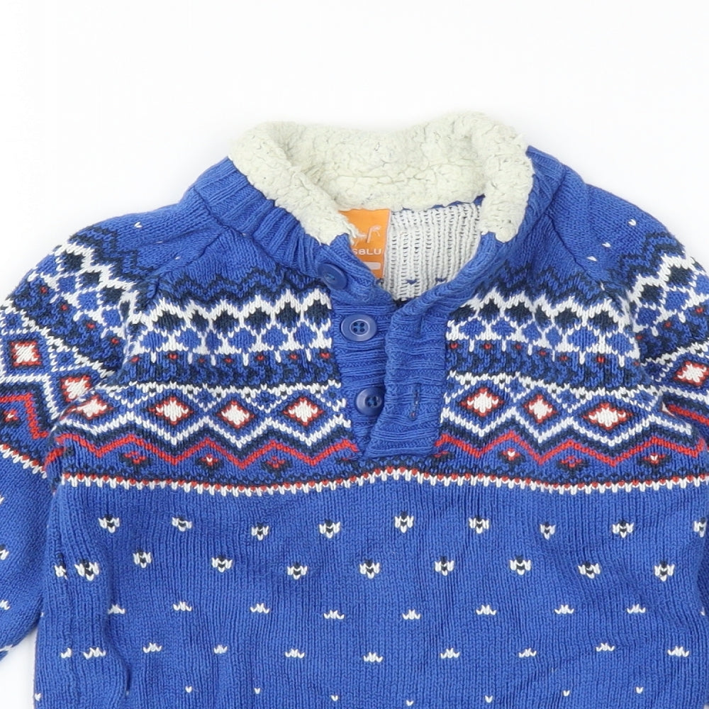 pusblu Boys Blue   Pullover Jumper Size 4 Years  - Christmas Jumper
