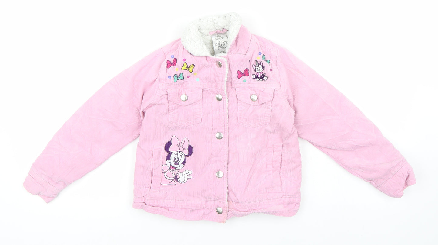 Disney Store Girls Pink  Corduroy Jacket  Size 5-6 Years  - Minnie Mouse