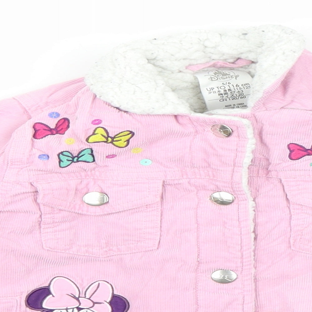 Disney Store Girls Pink  Corduroy Jacket  Size 5-6 Years  - Minnie Mouse