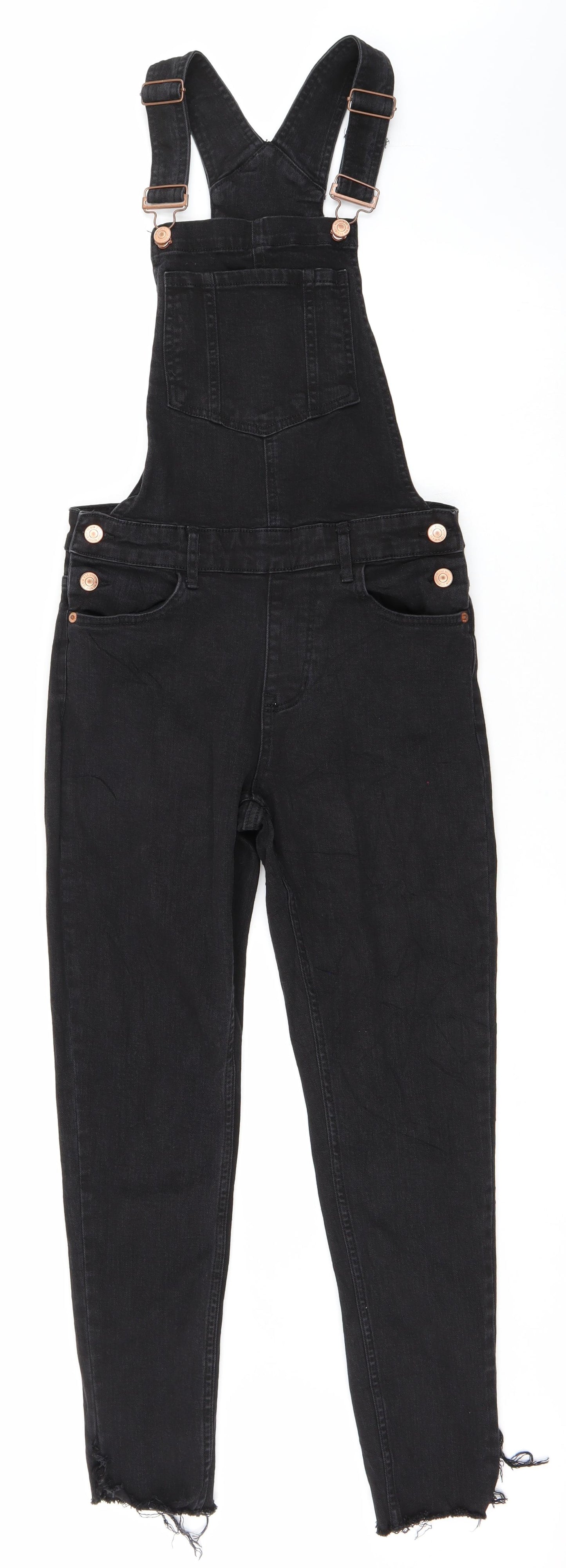 Newlook Womens Black  Denim Jumpsuit One-Piece Size 8  - Ankle Slits