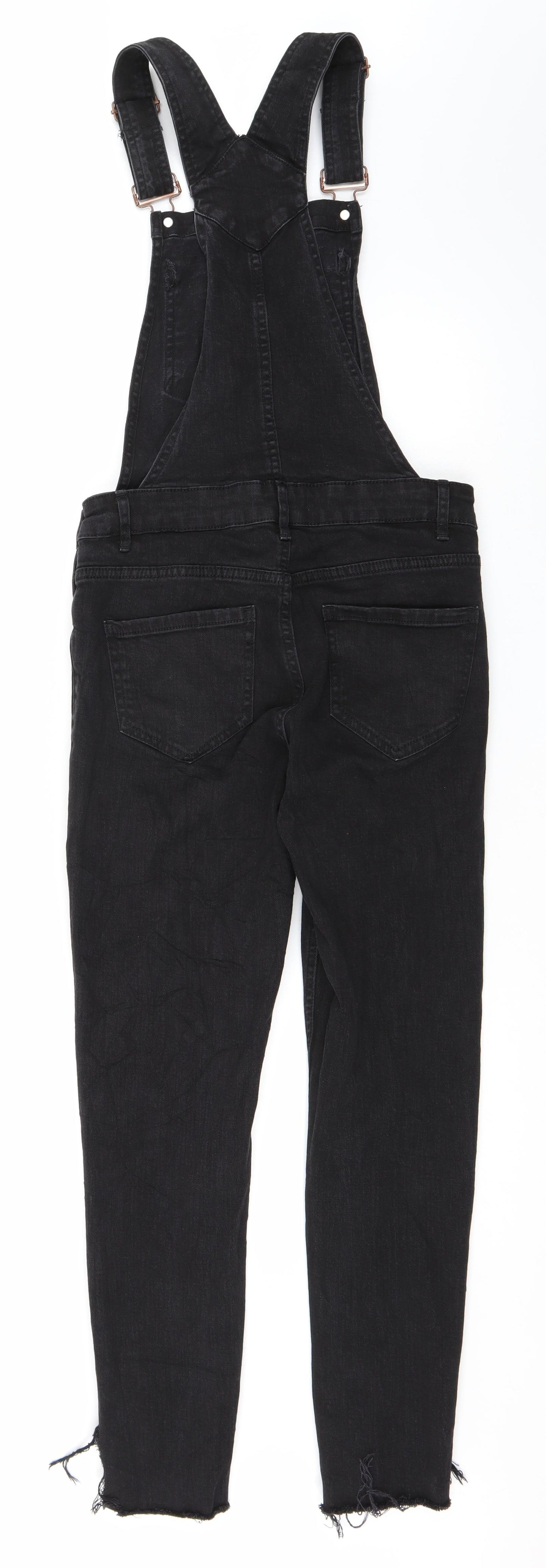 Newlook Womens Black  Denim Jumpsuit One-Piece Size 8  - Ankle Slits