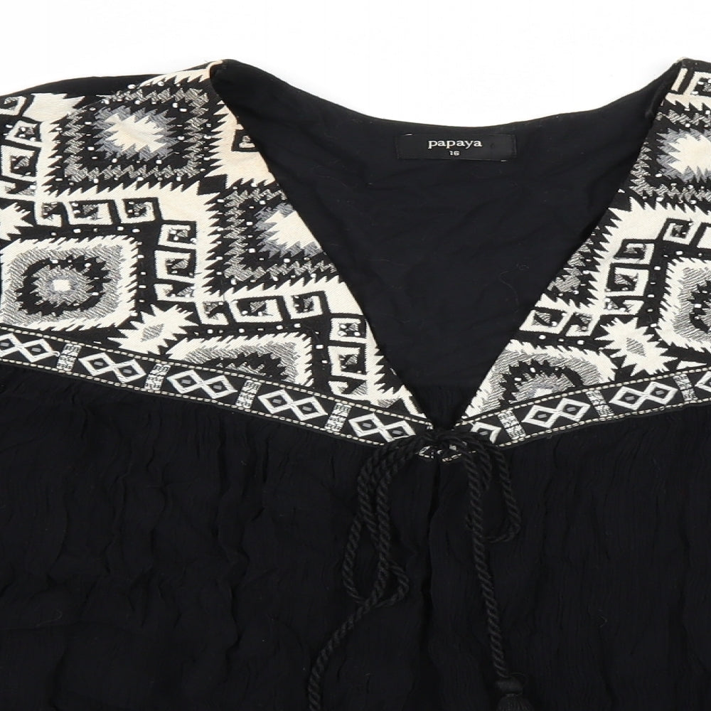 Papaya Womens Black   Basic Blouse Size 16  - Embellished Shoulders