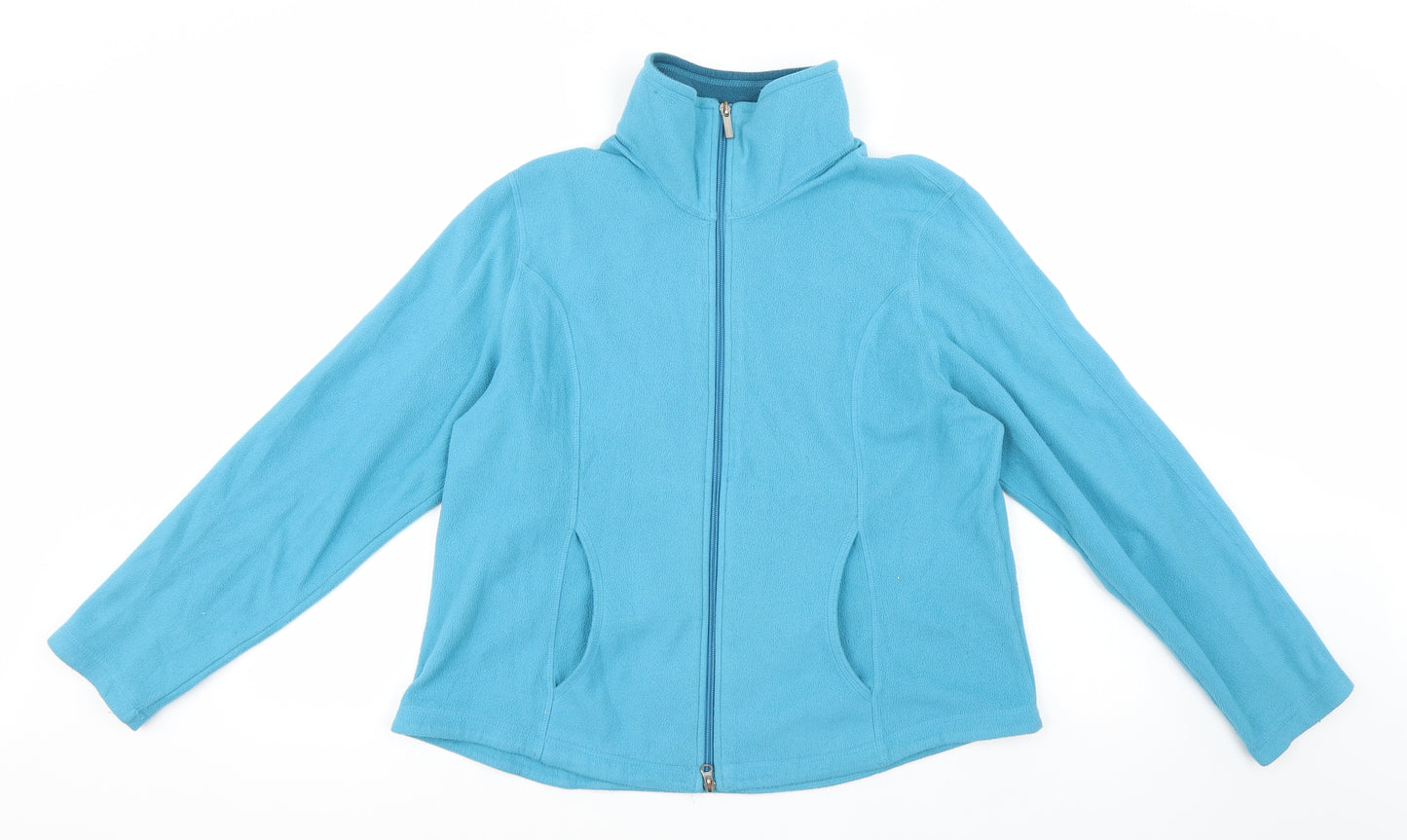 Lands End Womens Blue  Fleece Full Zip Sweatshirt Size L