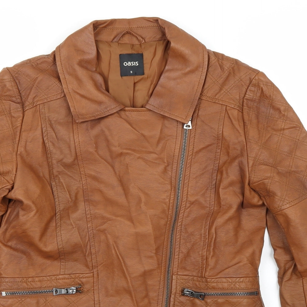 Oasis Womens Brown   Jacket  Size S  - Faux Leather
