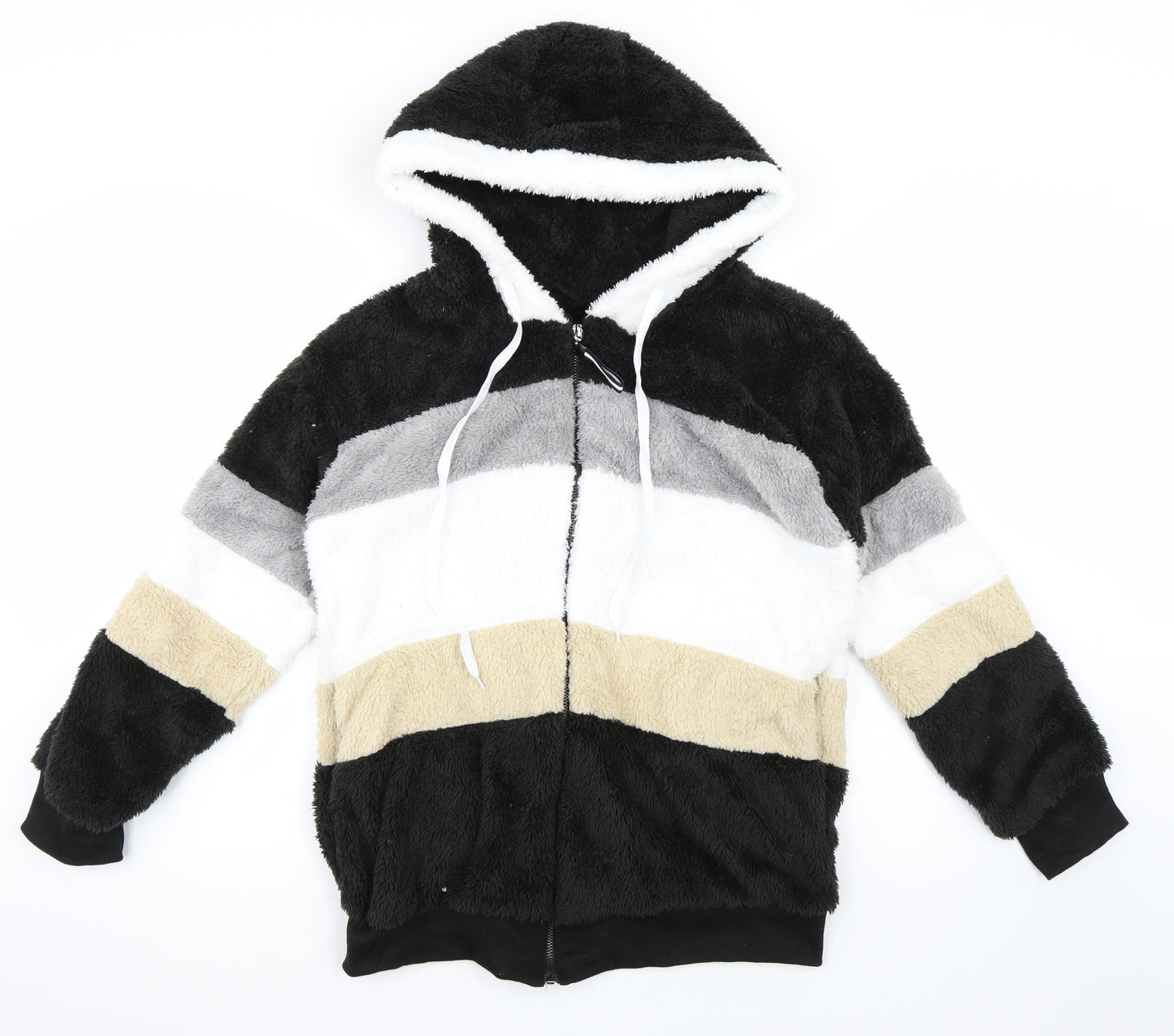 Preworn Womens Black Colourblock  Full Zip Sweatshirt Size XL  - Fluffy