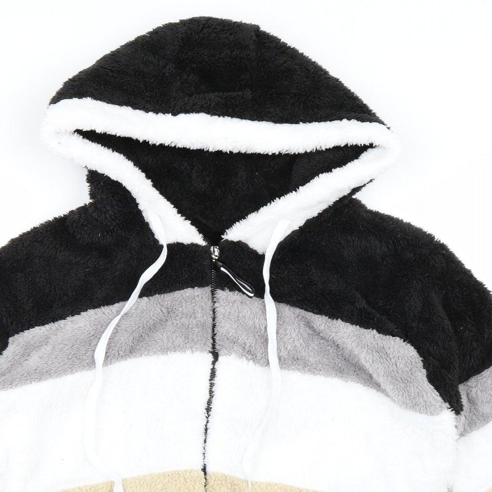 Preworn Womens Black Colourblock  Full Zip Sweatshirt Size XL  - Fluffy