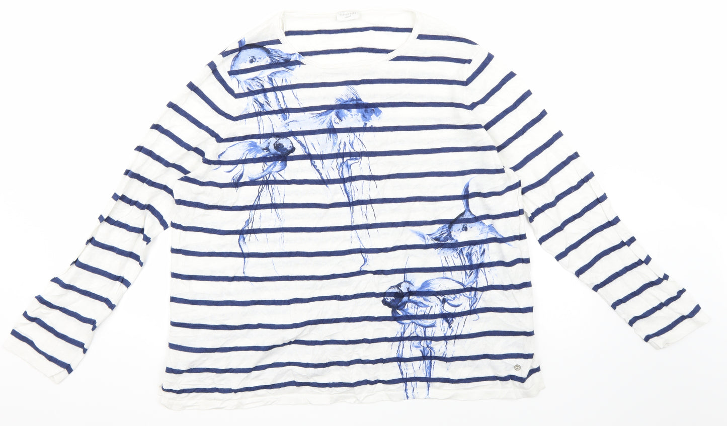 Gerry Weber Womens Blue Striped  Basic T-Shirt Size 22