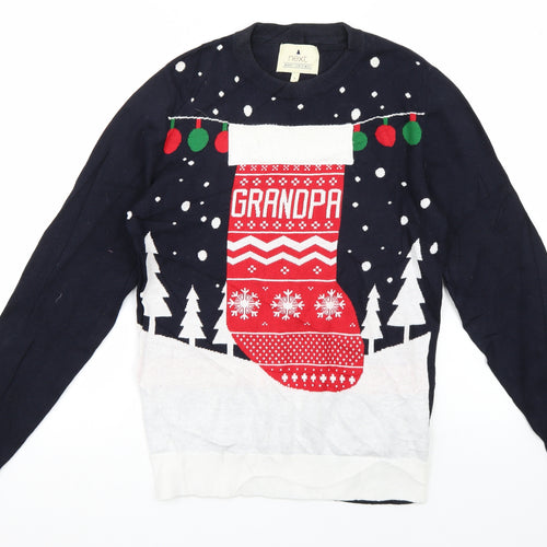 NEXT Mens Blue   Pullover Jumper Size S  - Grandpa Christmas