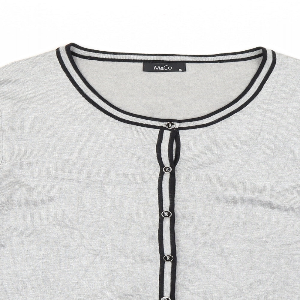 M&Co Womens Grey   Cardigan Jumper Size 16