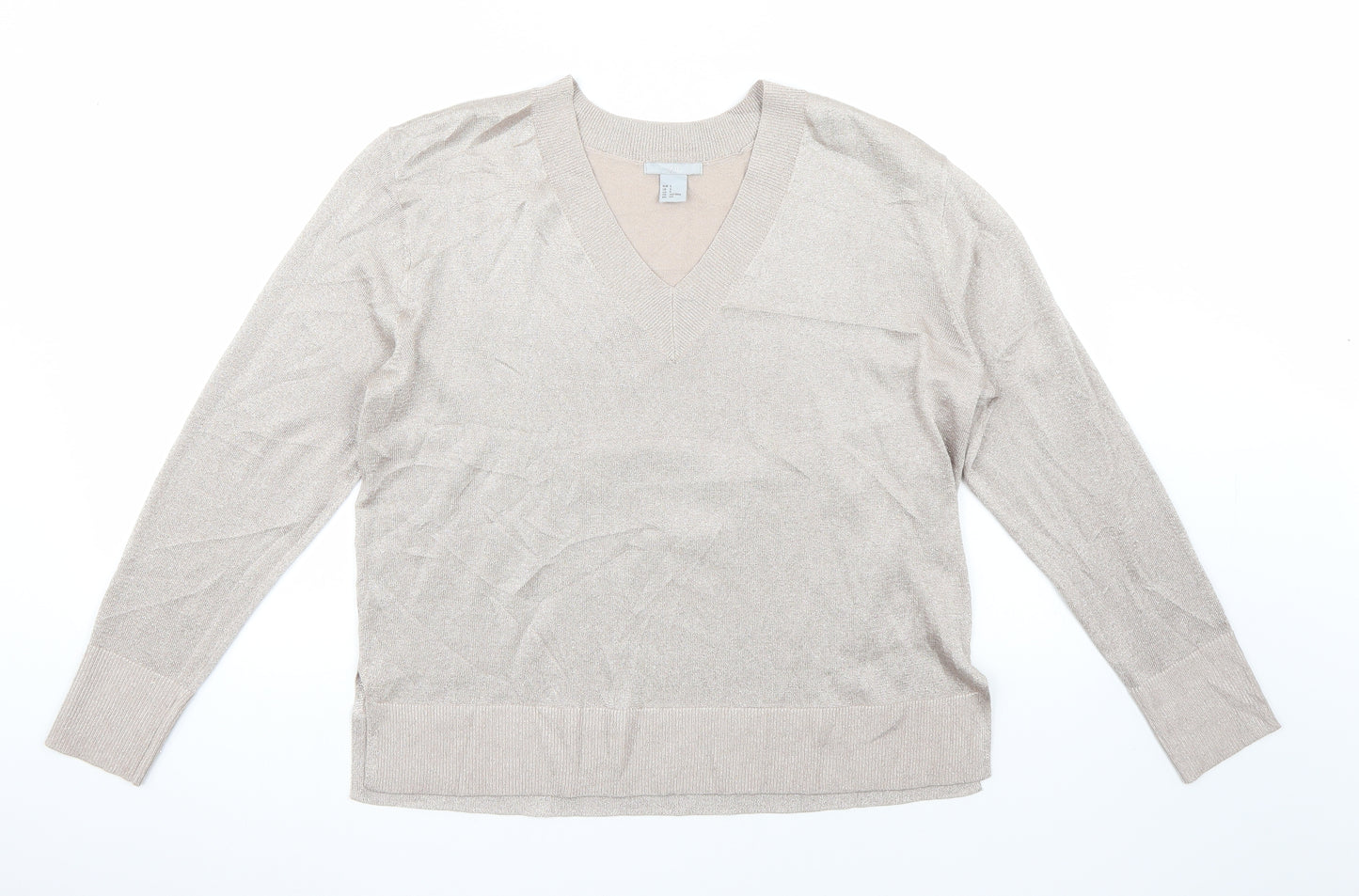 H&M Womens Beige   Pullover Jumper Size S  - Metalic