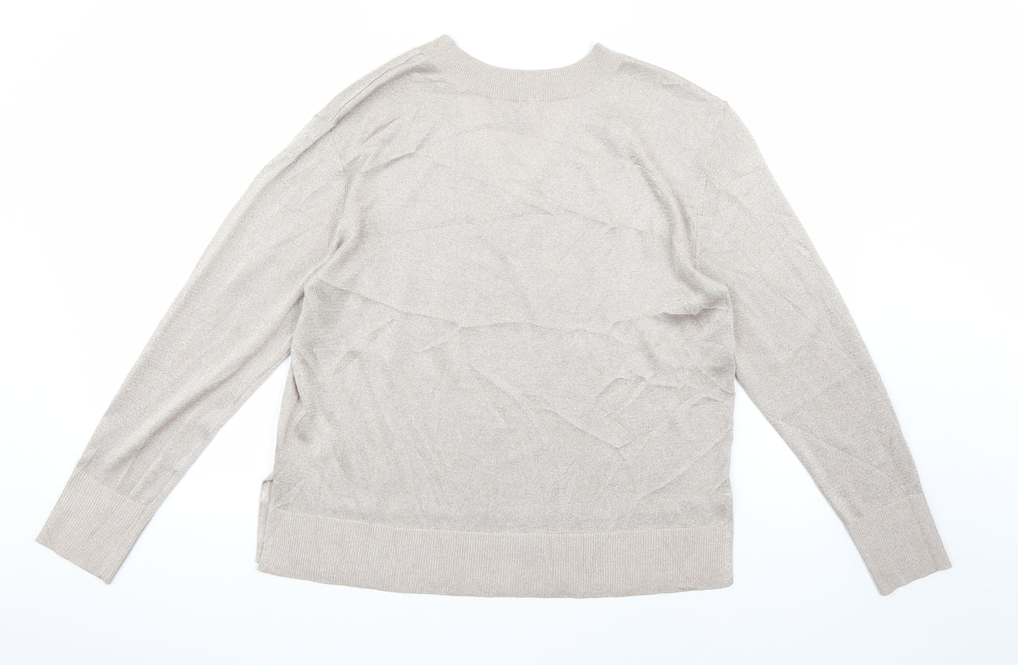 H&M Womens Beige   Pullover Jumper Size S  - Metalic