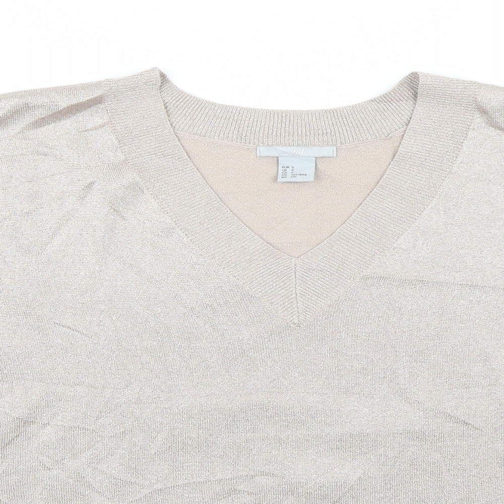 H&M Womens Beige   Pullover Jumper Size S  - Metalic