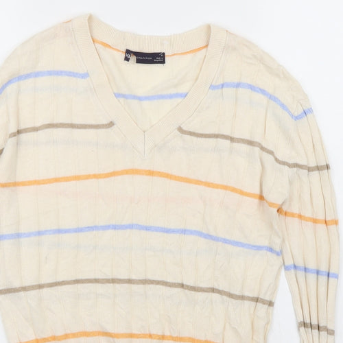 Marks and Spencer Womens Beige Striped  Pullover Jumper Size S