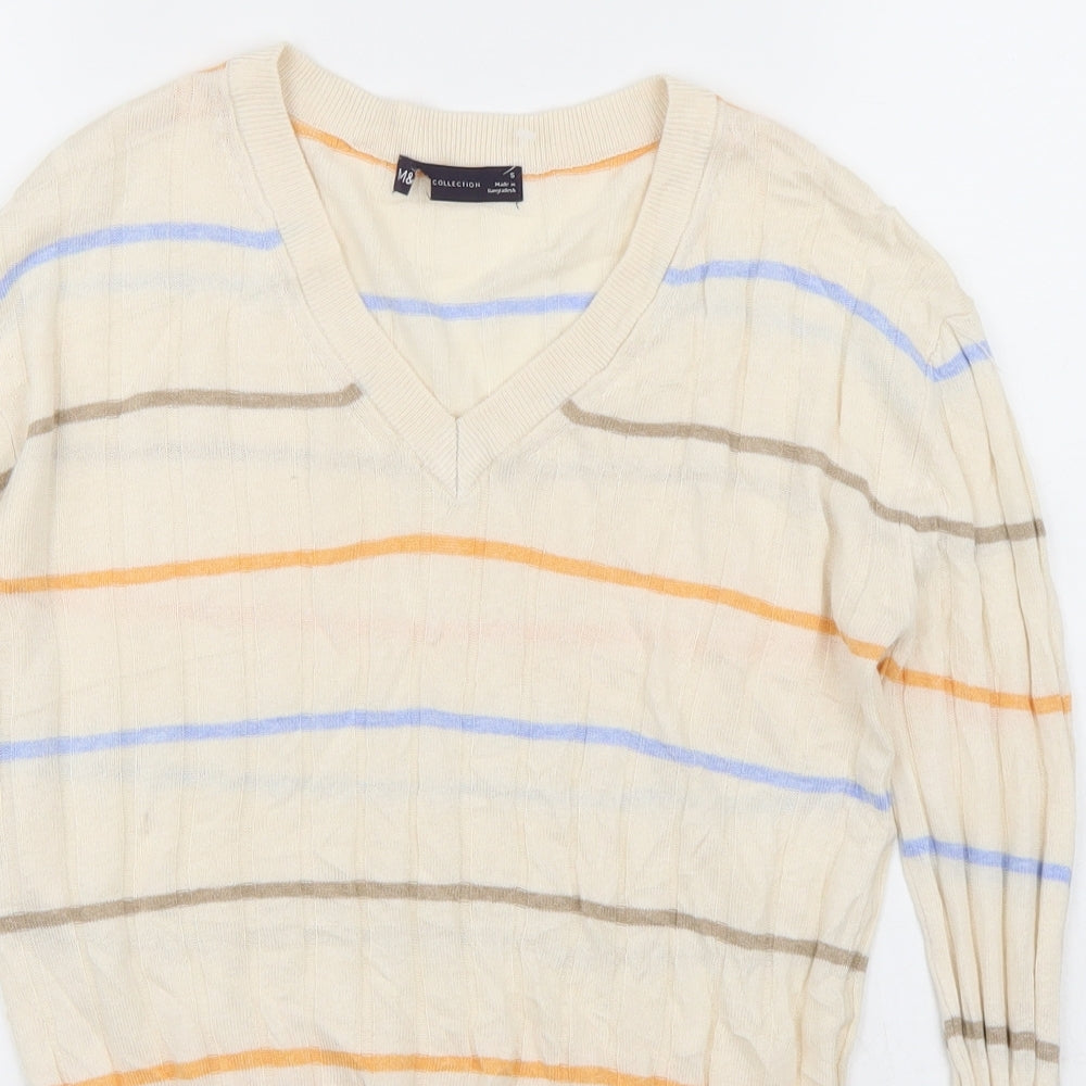 Marks and Spencer Womens Beige Striped  Pullover Jumper Size S
