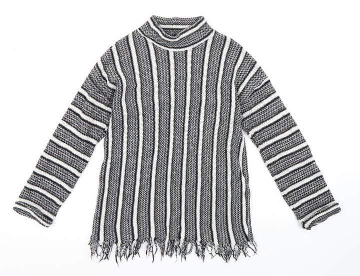 Topshop Womens Black Striped Pullover Jumper Size 10