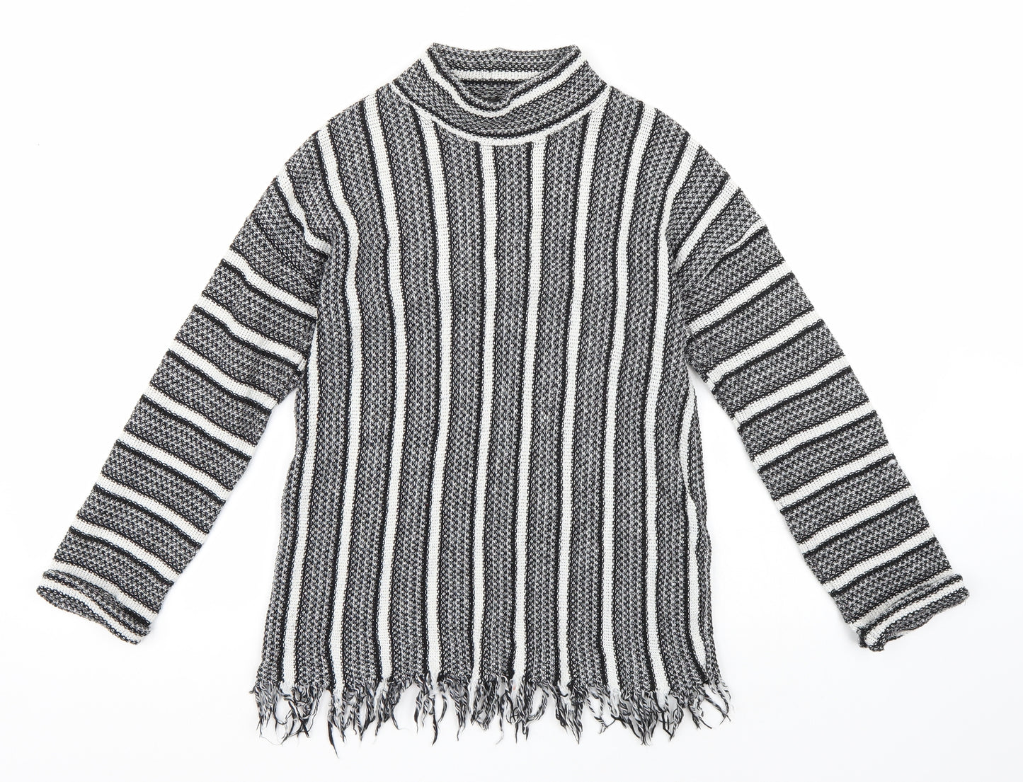 Topshop Womens Black Striped  Pullover Jumper Size 10