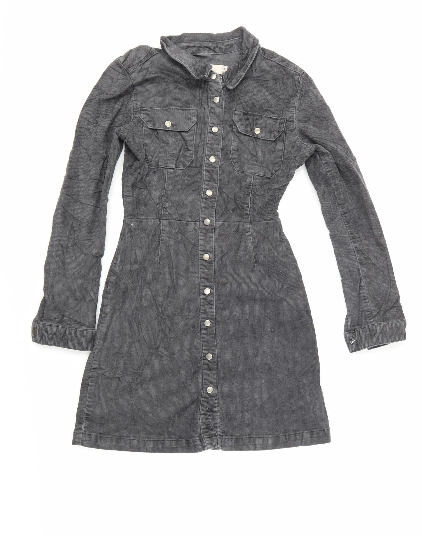 ASOS Womens Grey  Corduroy Shirt Dress  Size 6