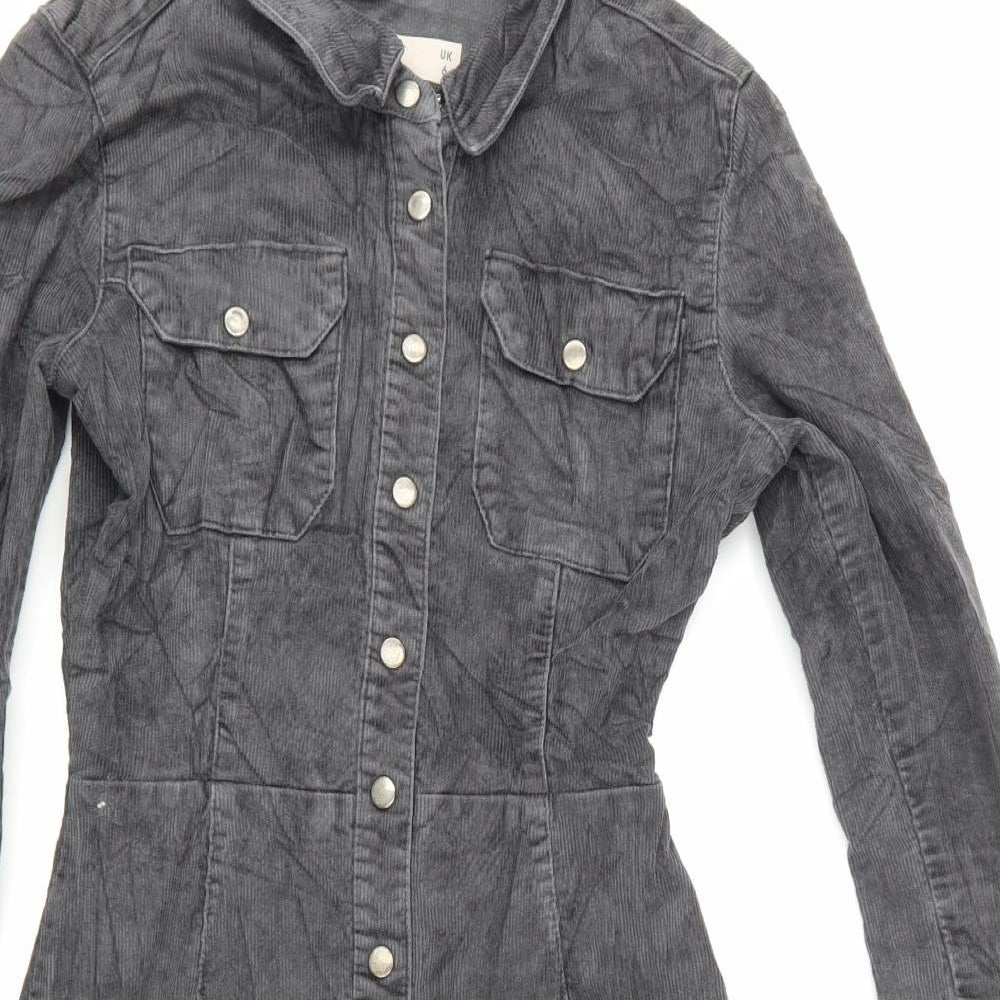 ASOS Womens Grey  Corduroy Shirt Dress  Size 6