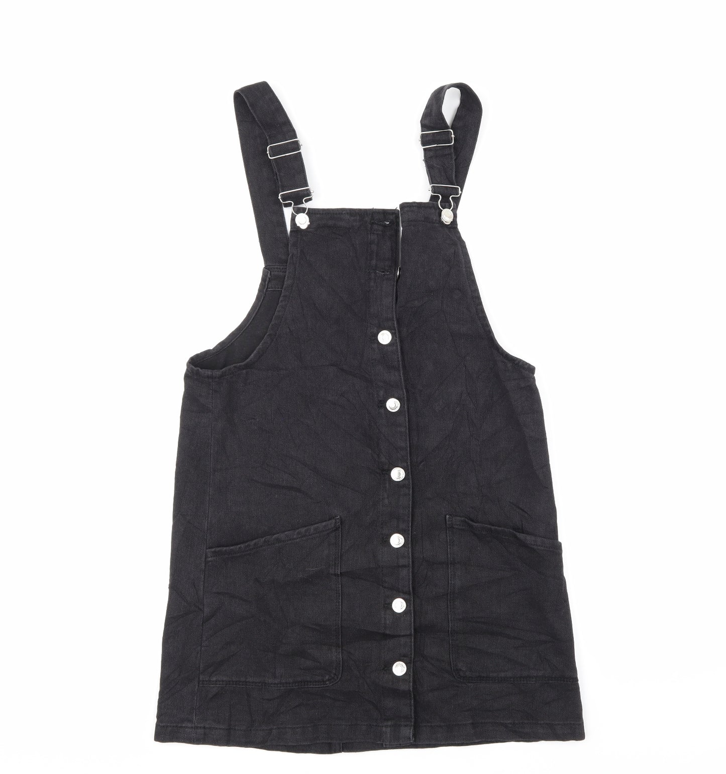 Denim & Co. Womens Black  Corduroy Pinafore/Dungaree Dress  Size 12