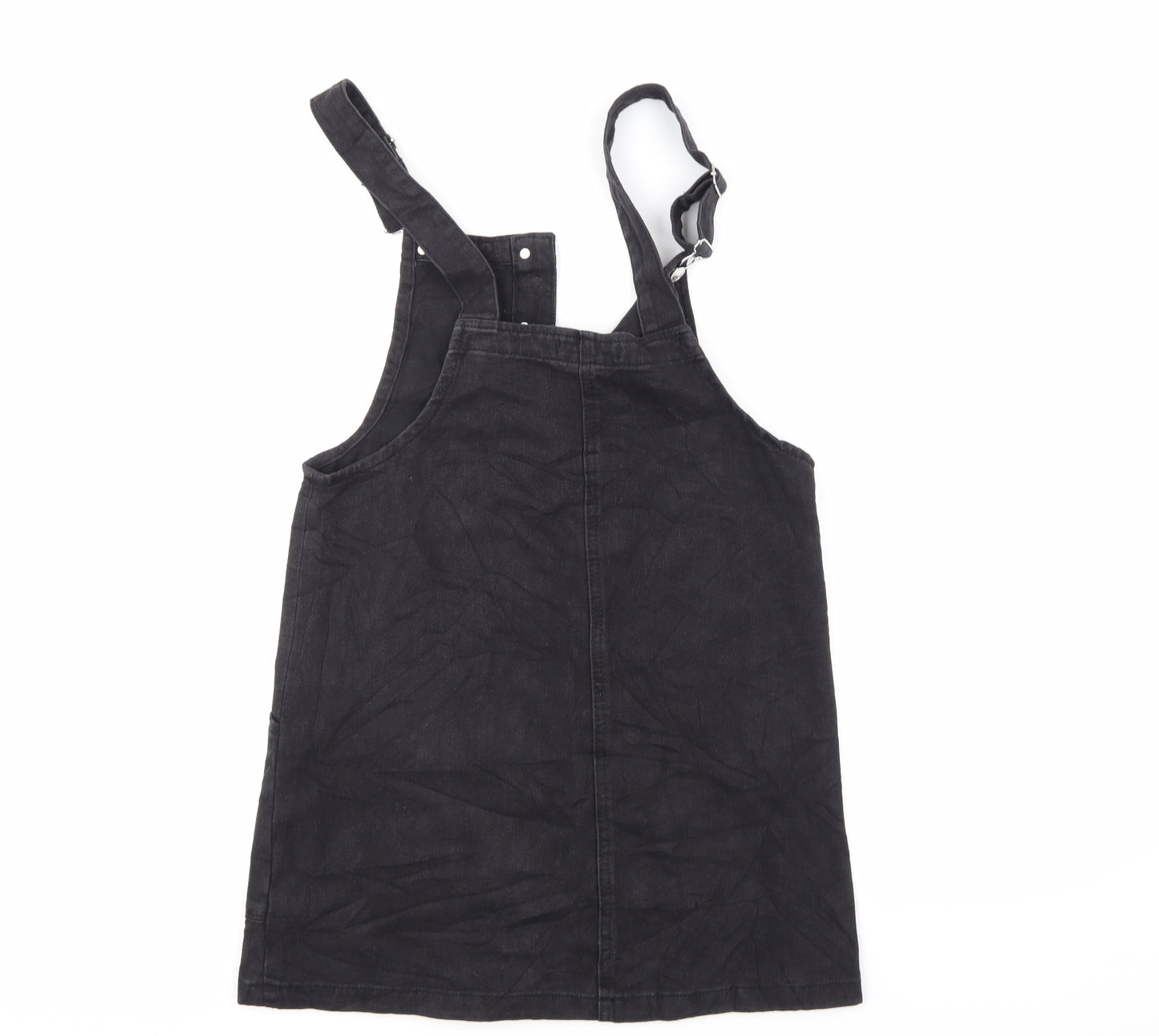 Denim & Co. Womens Black  Corduroy Pinafore/Dungaree Dress  Size 12
